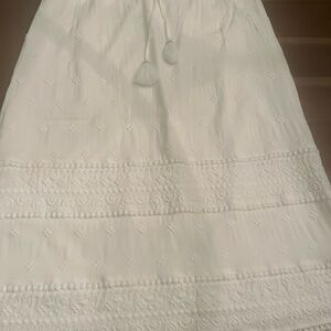 J. Jill White Midi Skirt with Eyelet Design, lined, Small Tall